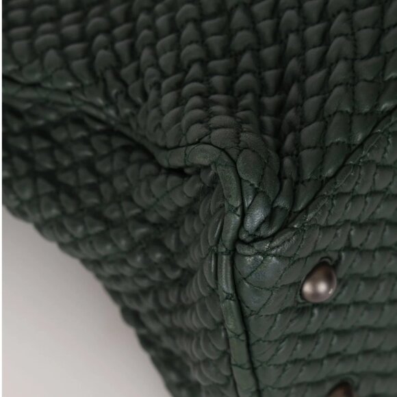 Bottega Veneta Intrecciato Green Top Handle Bag Woven Leather - Picture 10 of 15